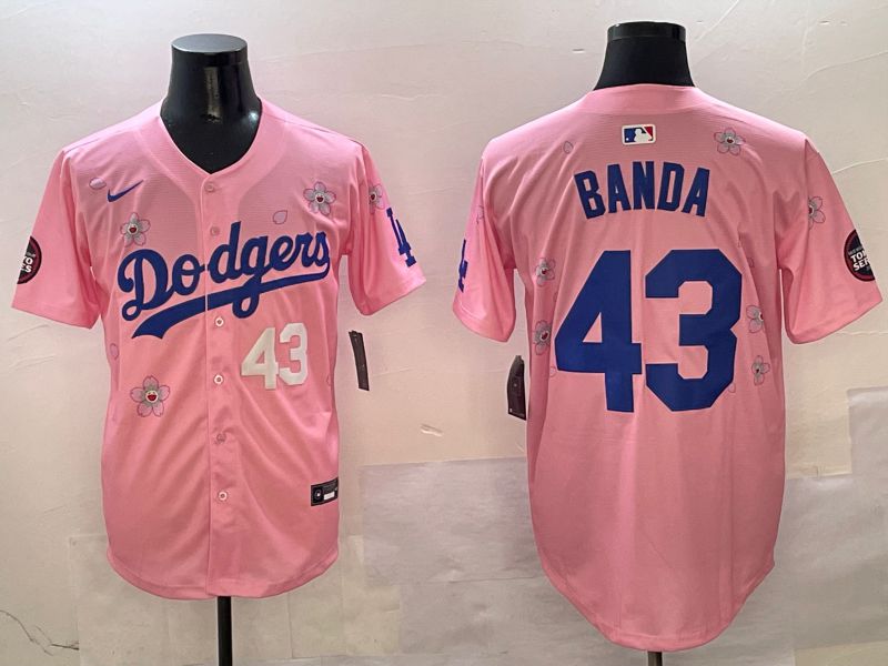 Men Los Angeles Dodgers #43 Banda Pink Sakura Edition 2025 Nike MLB Jersey style 3->los angeles dodgers->MLB Jersey